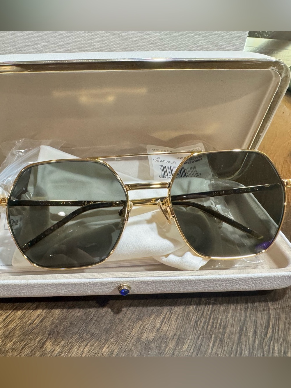 Authentic Boucheron Gold Frame Sunglasses with Black Lenses